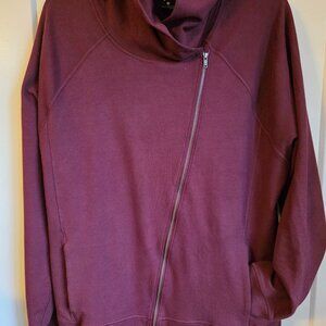 NIKE Maroon Asymmetrical Zip Up Hoodie 3XL